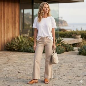 Standard JAMES PERSE Beige 100% Cotton Wide Leg Pants Trousers   Women's Size 26